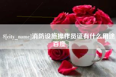 阳春消防设施操作员证有什么用途百度